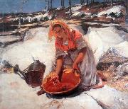 Jose Malhoa Dying the clothes Spain oil painting artist